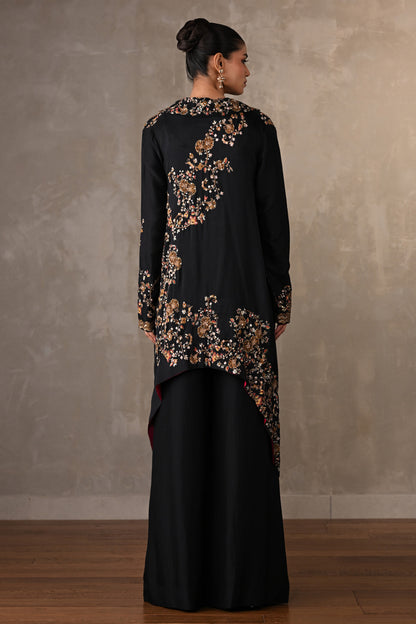Black Embellished Silk Co-Ord Set