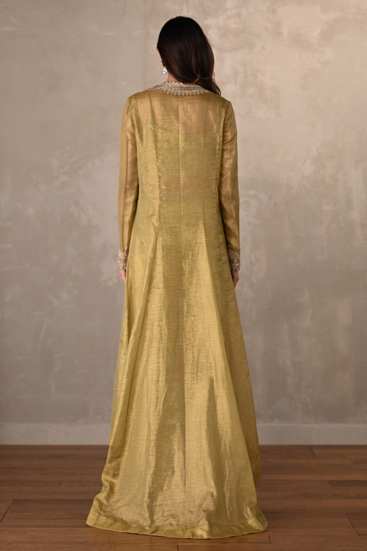 Pista Green Brocade Jacket Set