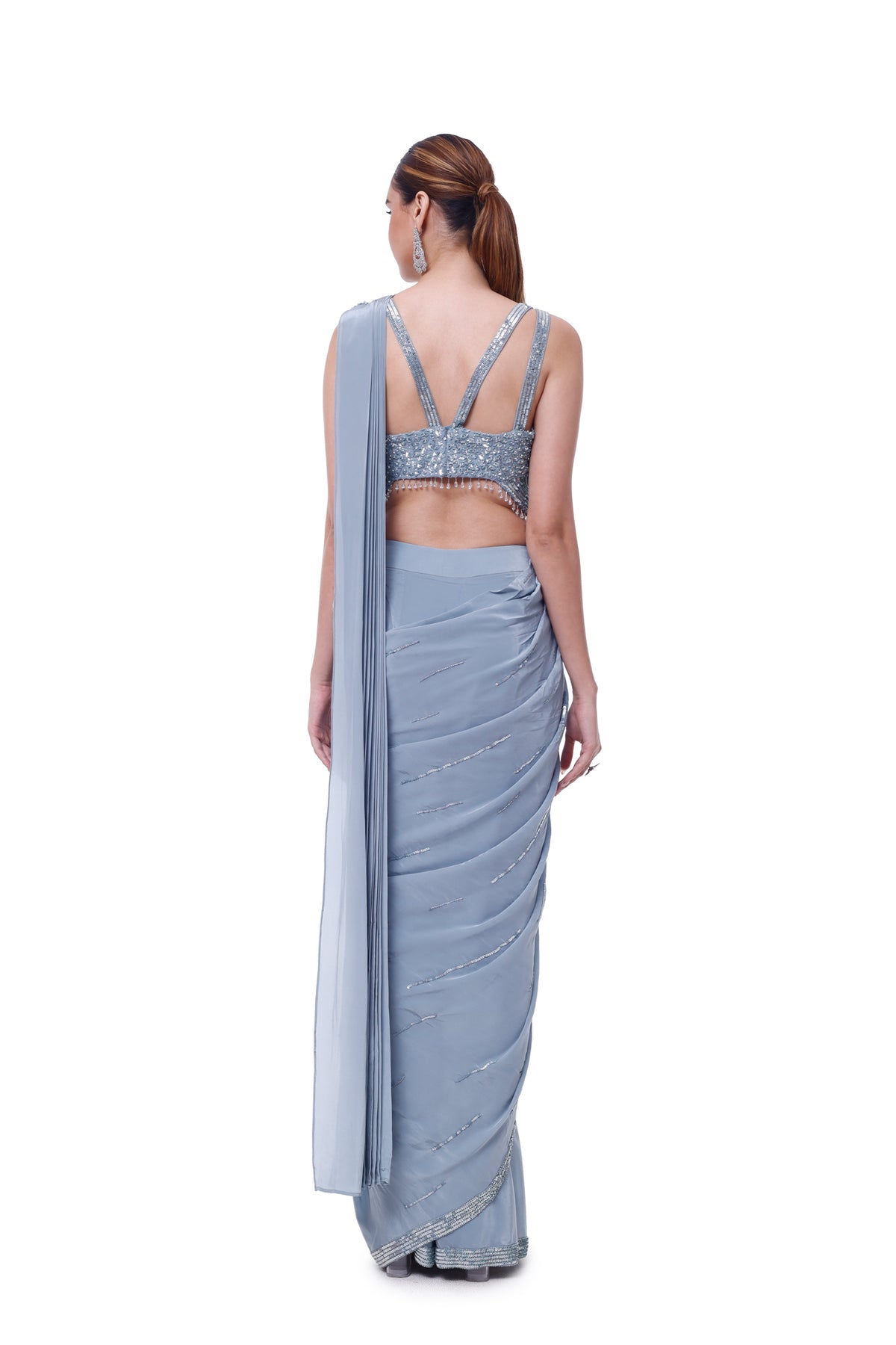 Cornflower Blue Drape Saree