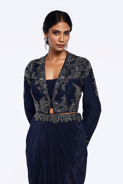 Silk Blazer And Dhoti Skirt Co-Ord