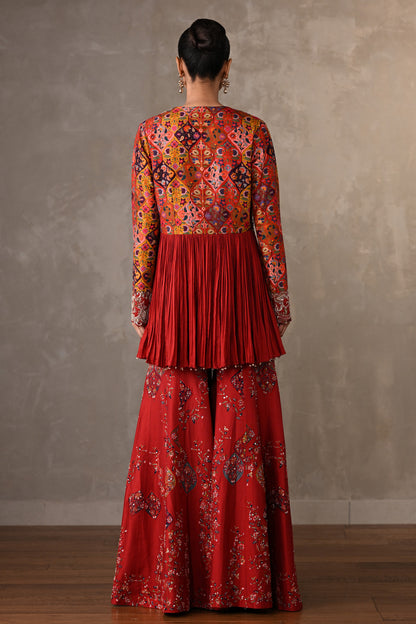 Royal Red Silk Embroidered Co-Ord Set