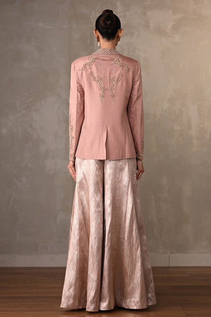 Pink Brocade Pant Suit Set