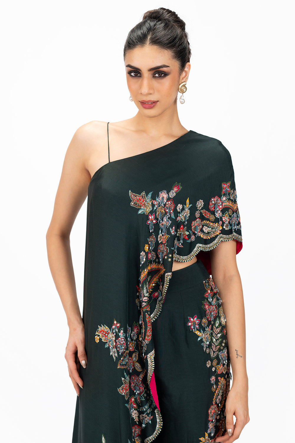 One shoulder Silk Co-ord