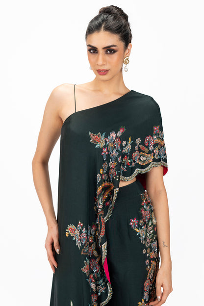 One shoulder Silk Co-ord