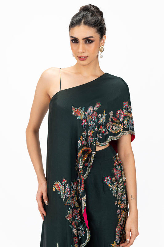 One shoulder Silk Co-ord