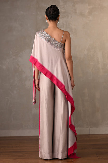 Gradient Blush One-Shoulder Co-Ord Set