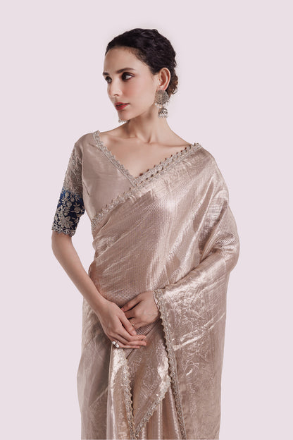 Platinum Tissue Embellished Saree