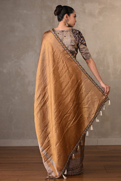 Bronze Gold Tissue Saree Set