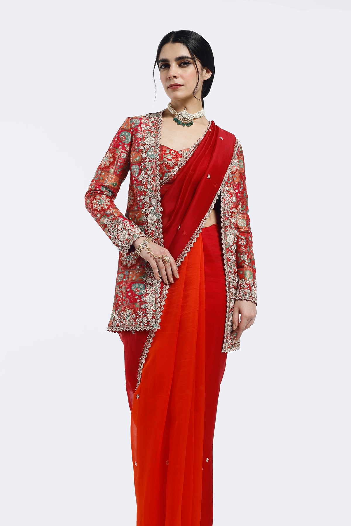 Kasab Embroidered Saree With Jacket