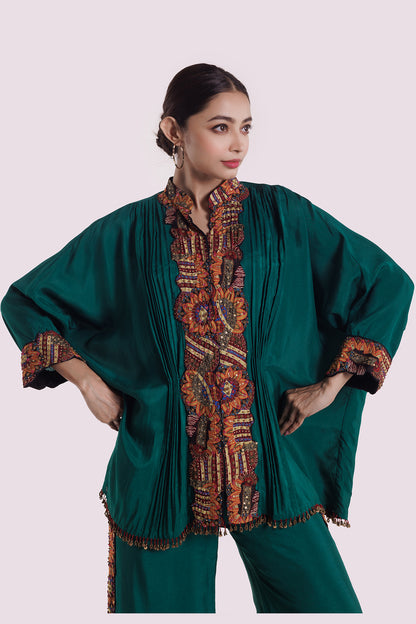 Panel Embroidered Silk Co-Ord Set