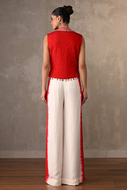 Bandhej Coin-Edge Waistcoat Set