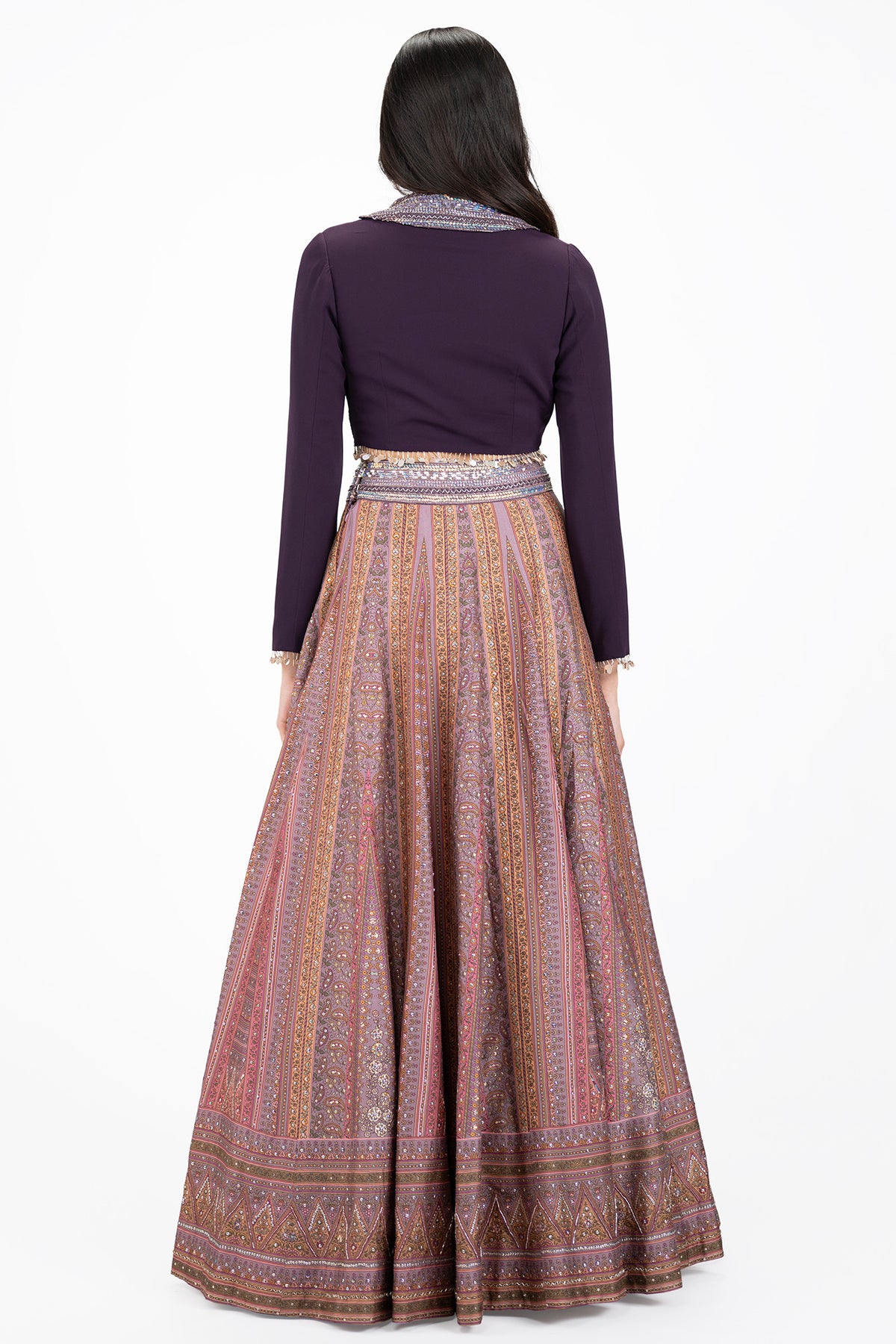 Lapel Collared Silk Lehenga