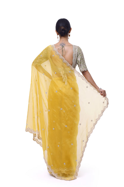 Chrome Yellow Organza Saree