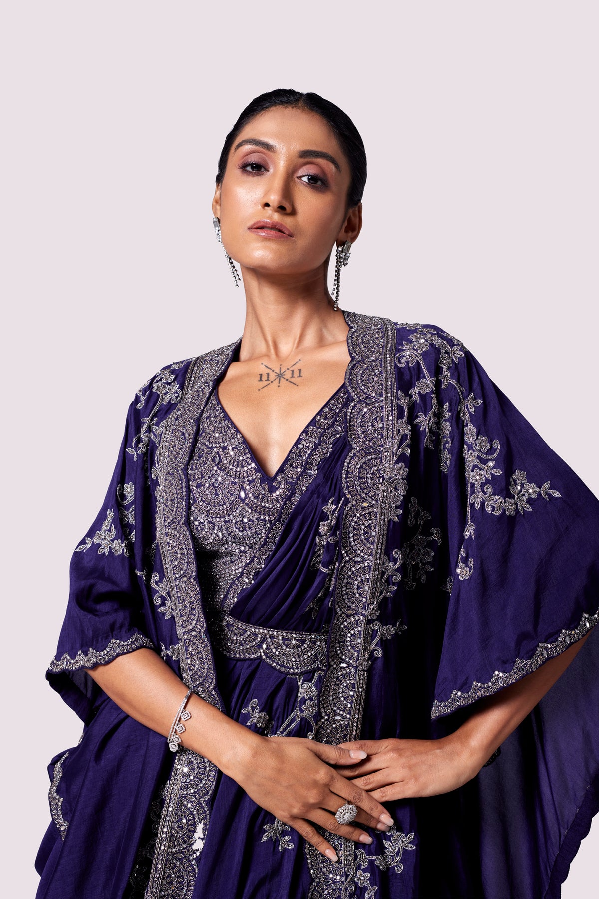 Silk Kaftan Lehenga Set