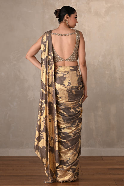 Molten Gold Foil Drape Saree