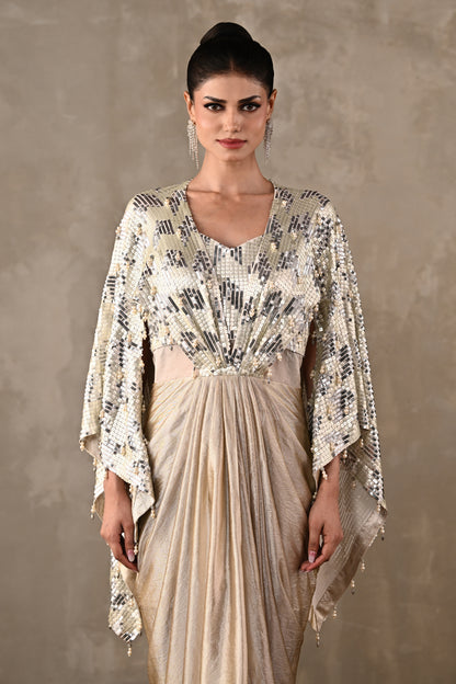 Pearl Cascade Drape Gown