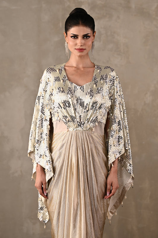 Pearl Cascade Drape Gown