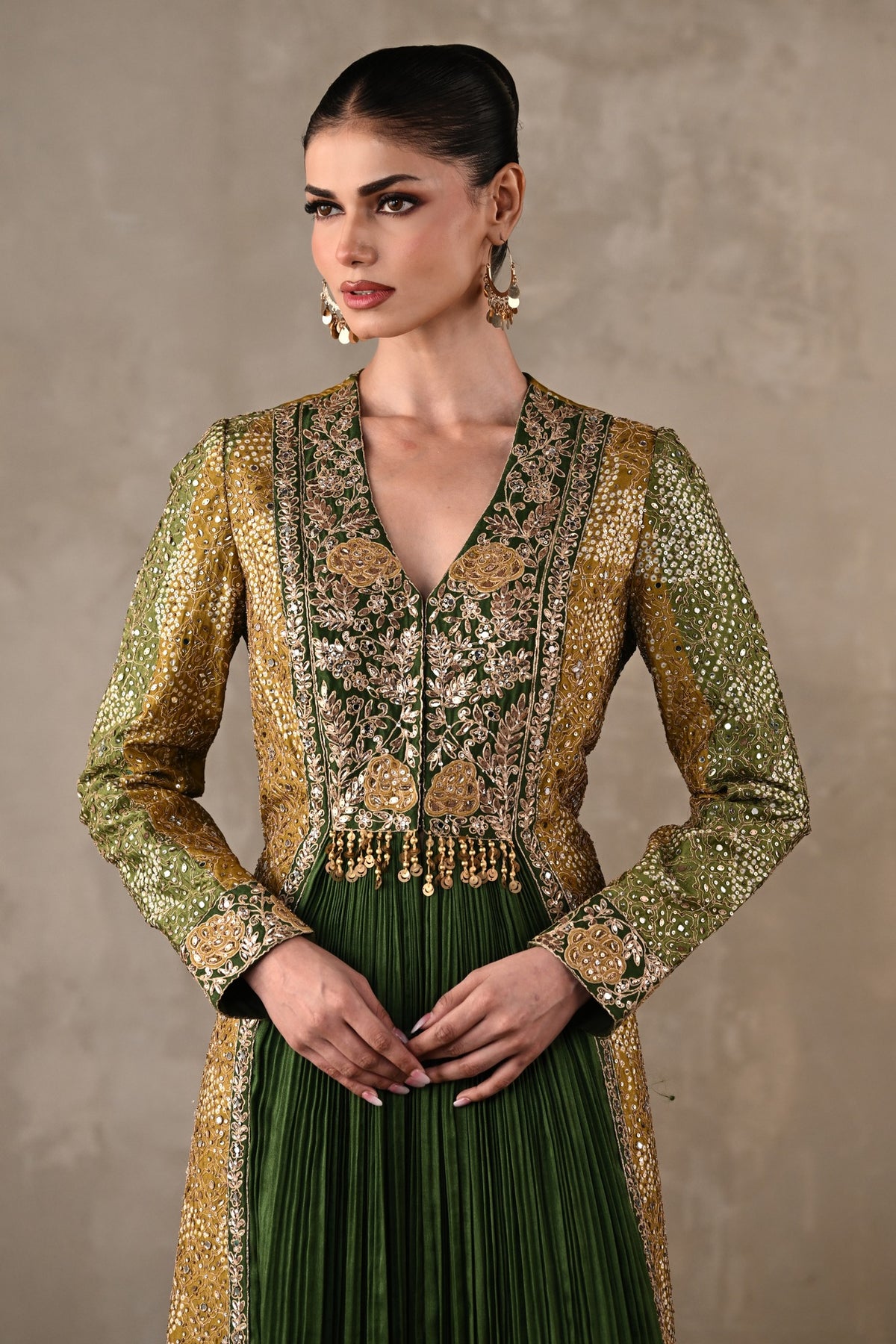Embroidered Silk Panelled Co-ord Set