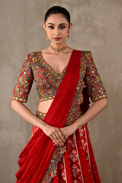 Embroidered Drape Lehenga Set