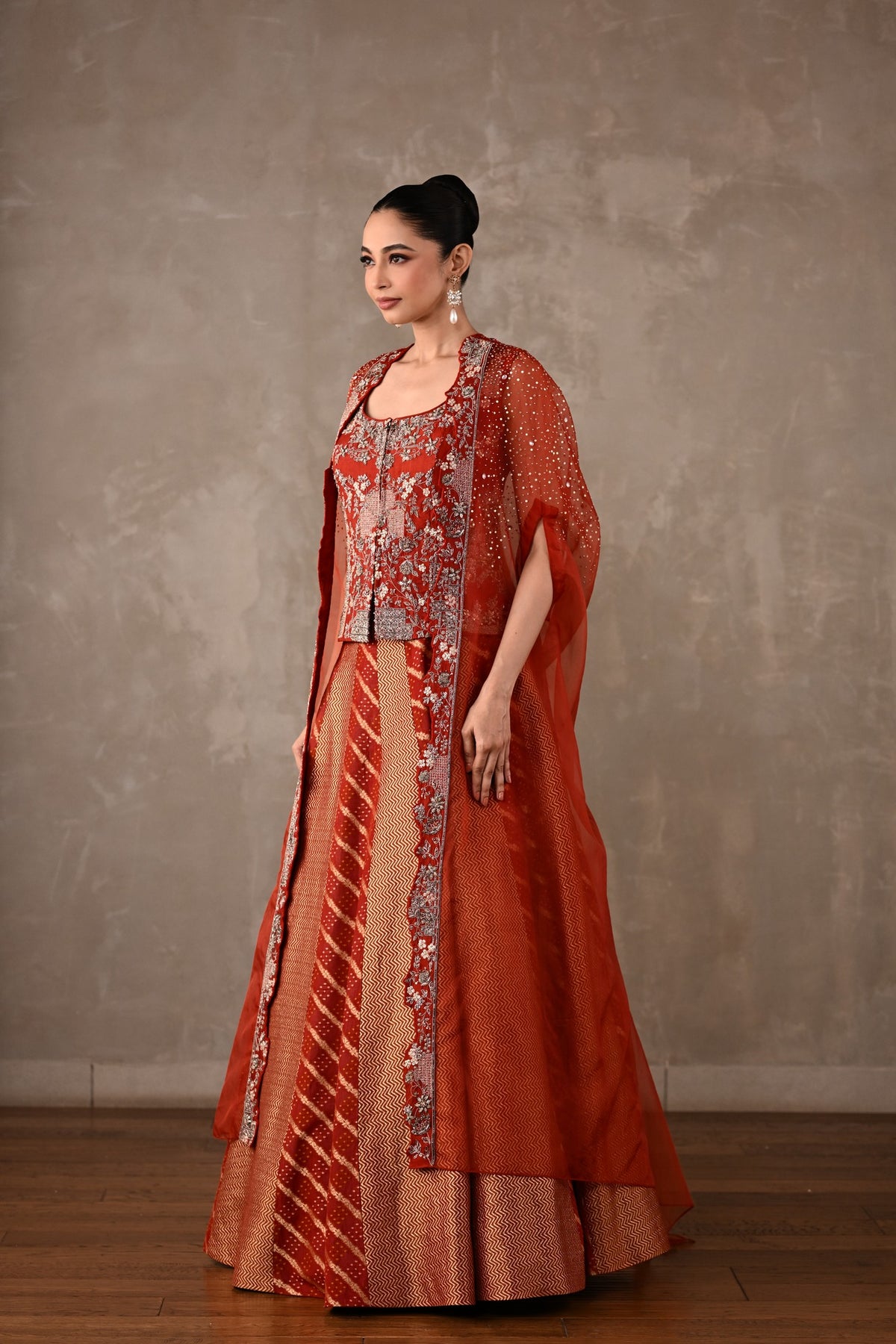 Regal Brocade Cape Lehenga Set