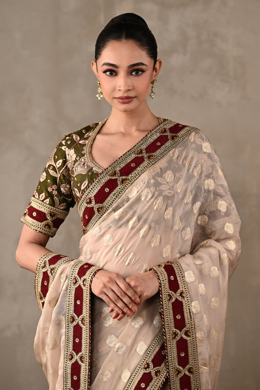 Embroidered Georgette Saree Set