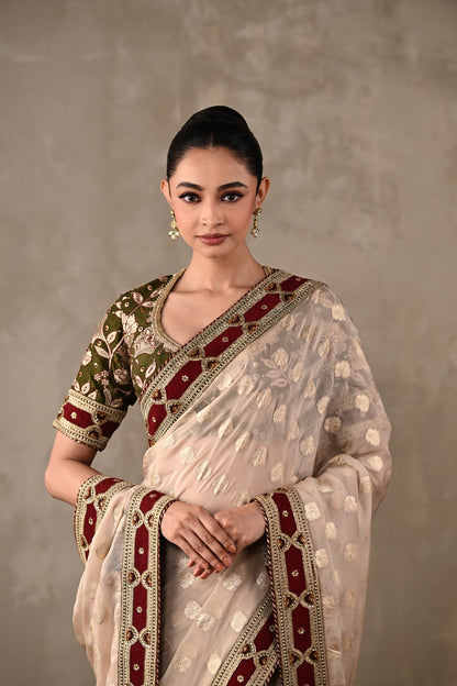 Embroidered Georgette Saree Set