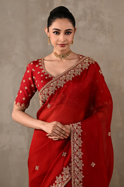 Organza Saree with Embroidered Blouse