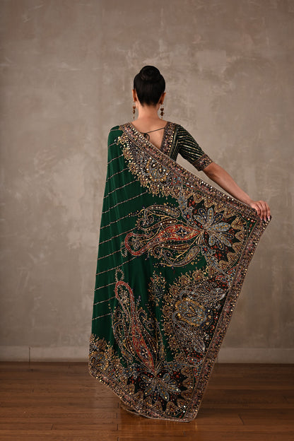 Printed Silk Saree with Embroidered Blouse