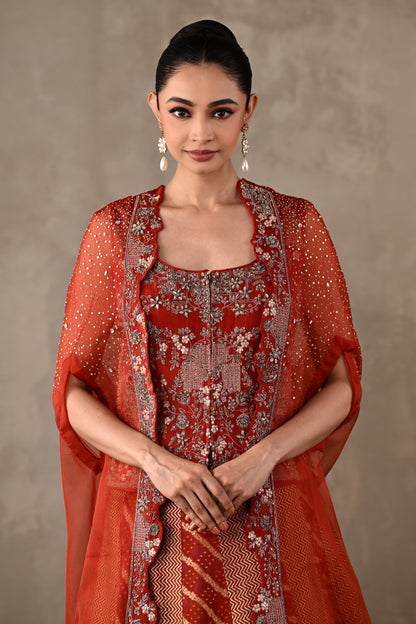 Regal Brocade Cape Lehenga Set