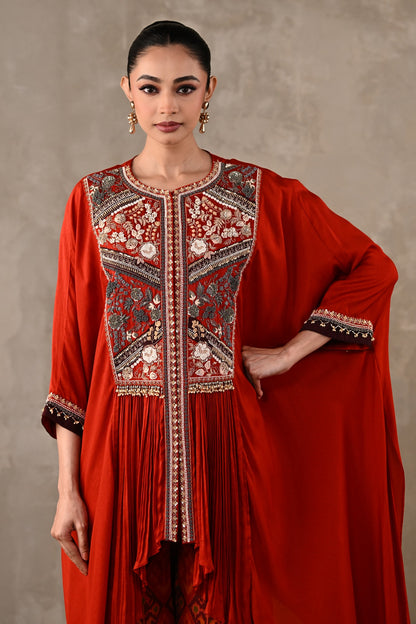 Embellished Silk Cape Co-Ord Set