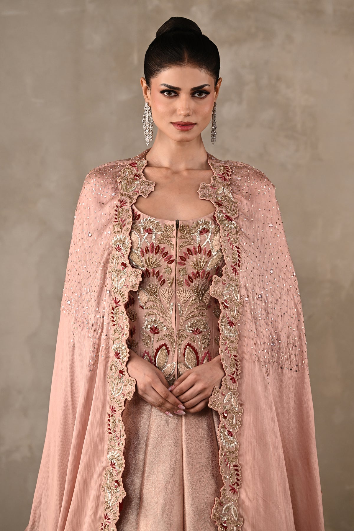 Thread Embroidered Silk Lehenga Set