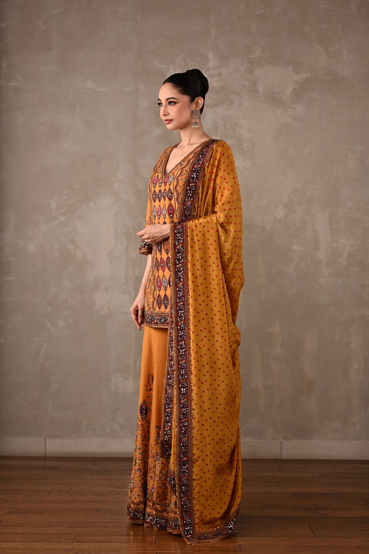 Printed Embellished Kurta Sharara Set