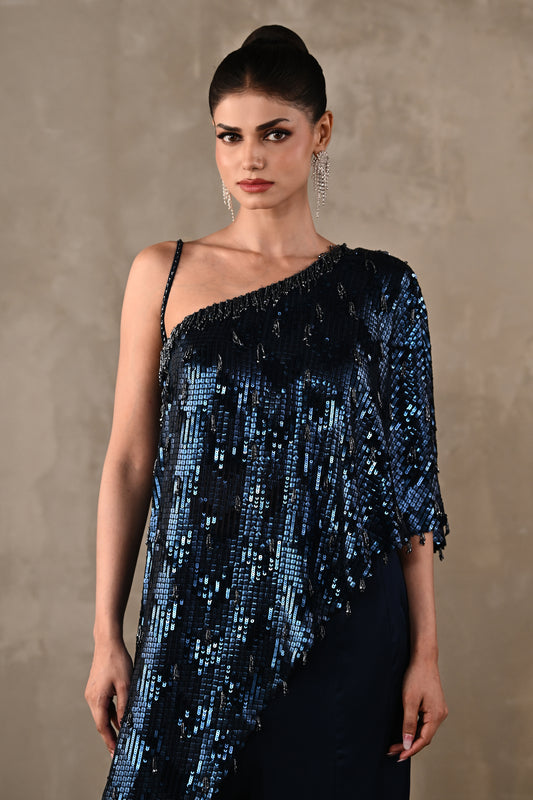 Embellished One-Shoulder Co-ord Set