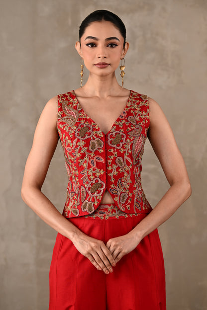 Thread Embroidered Waistcoat Co-ord Set