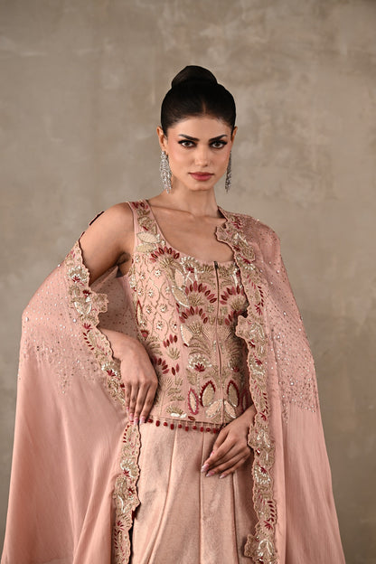 Thread Embroidered Silk Lehenga Set