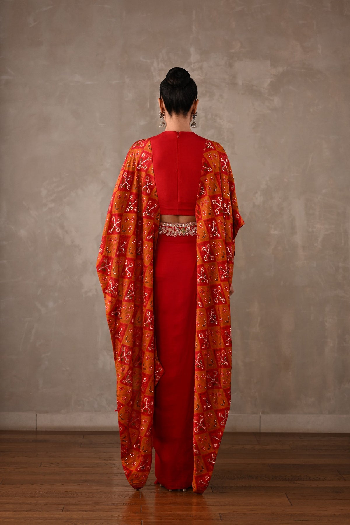 Pochampally Cape-Top & Drape Skirt Set