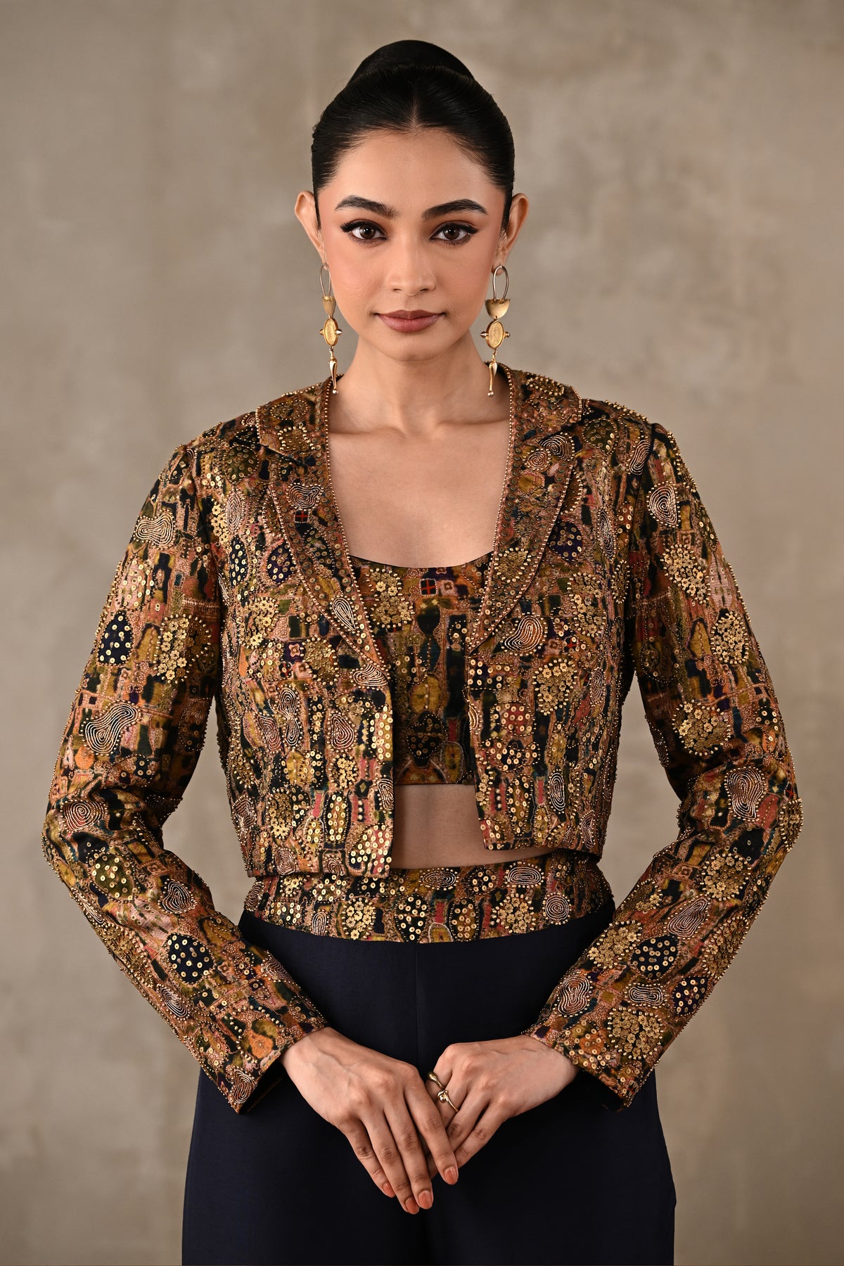 Embellished Cropped Jacket Co-ord Set