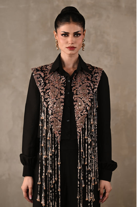Fringe Embroidered Shirt Co-ord Set