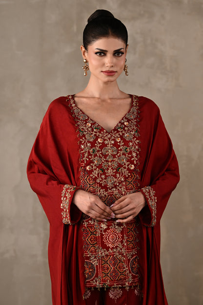 Embroidered Top & Banarasi Pants Ensemble