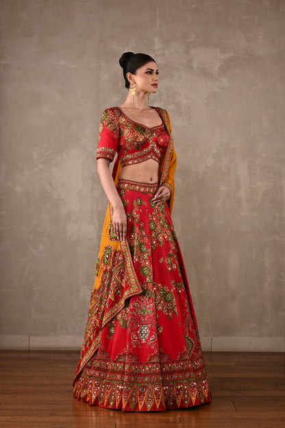 Ajrakh Embellished Lehenga Set
