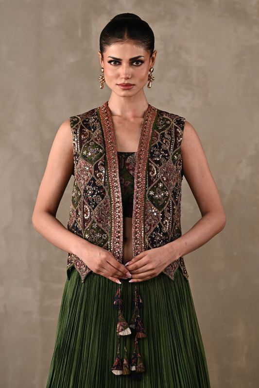 Patchwork-Inspired Embroidered Lehenga Set