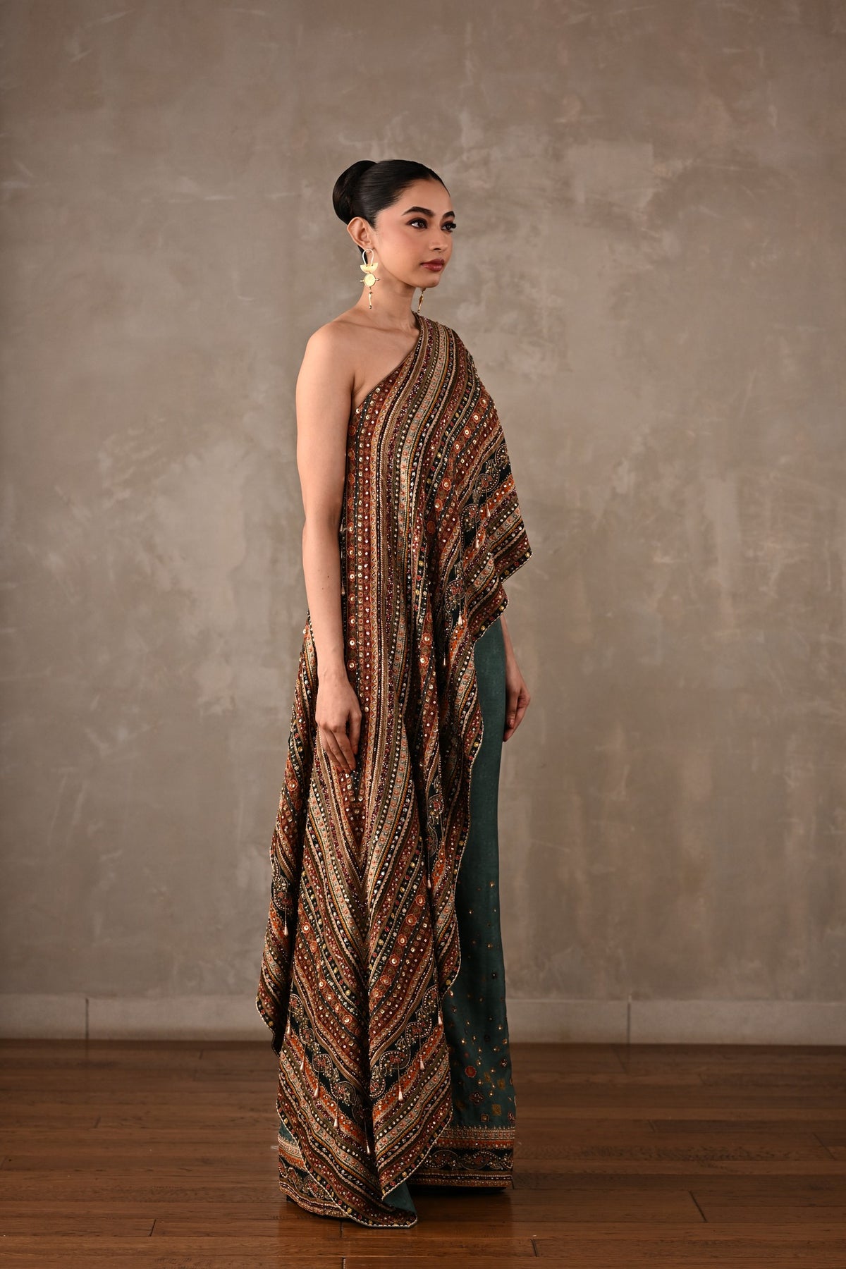Embellished One-Shoulder Co-ord Set