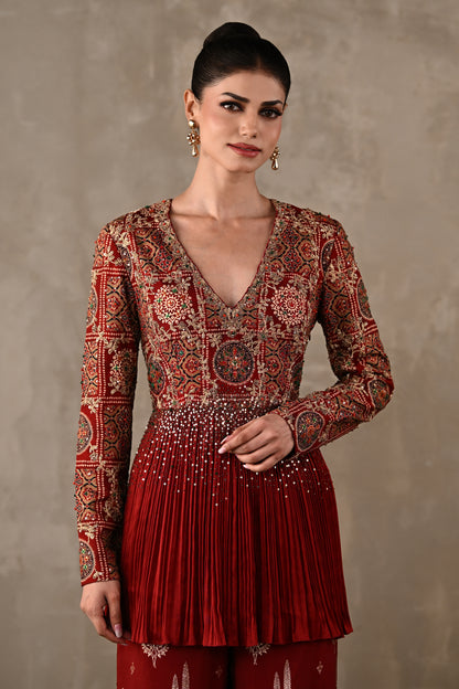 Embellished Printed Peplum Co-ord Set