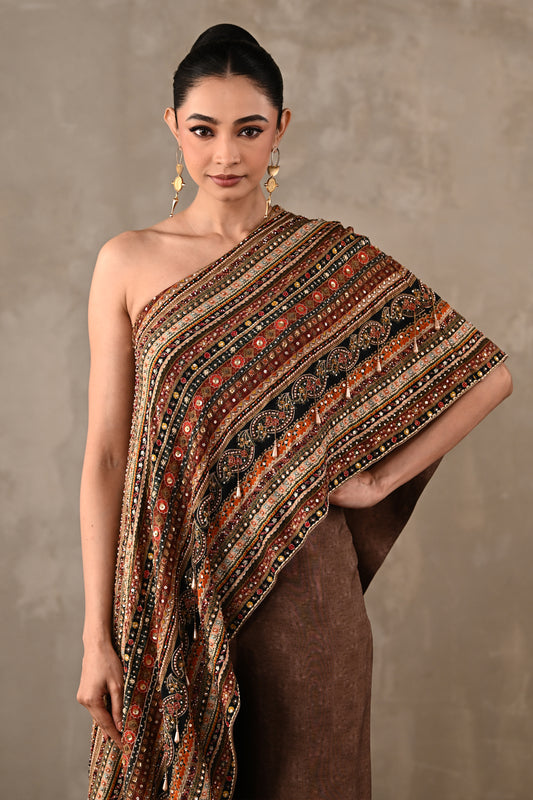 Embellished One-Shoulder Co-ord Set