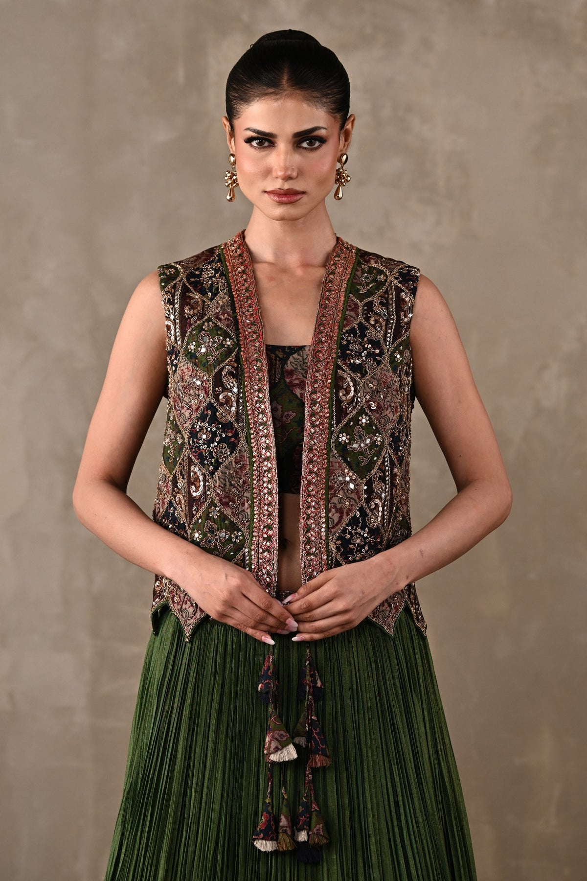 Patchwork-Inspired Embroidered Lehenga Set