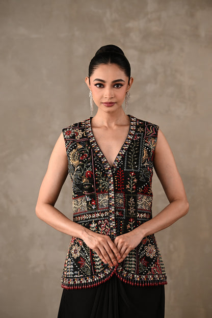 Multicolour Floral Embroidered Drape Set