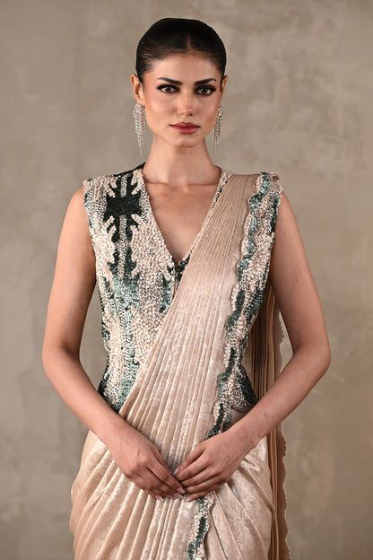 Sequins Cascade Drape Saree Set