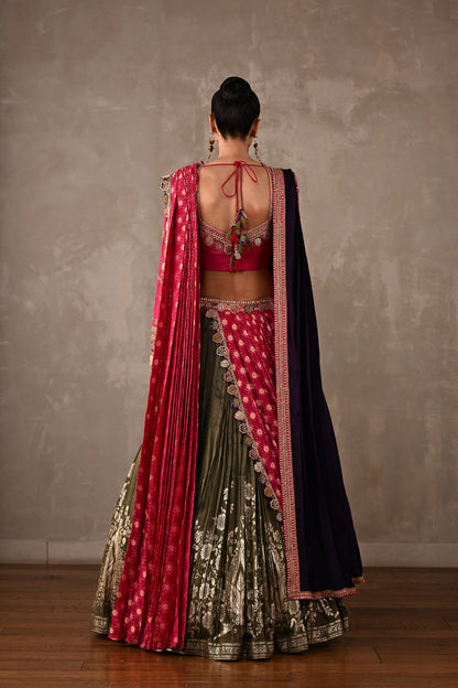 Heirloom Double Dupatta Pleated Lehenga Set