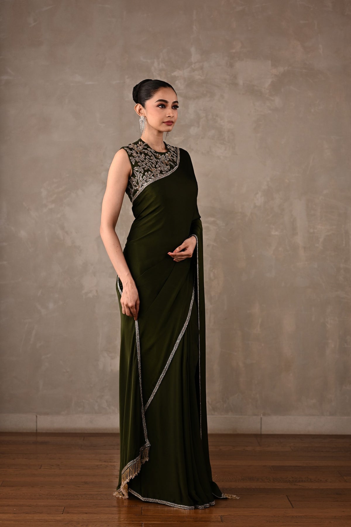 Embroidered Georgette Saree Set