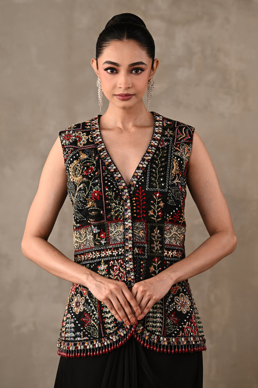 Multicolour Floral Embroidered Drape Set